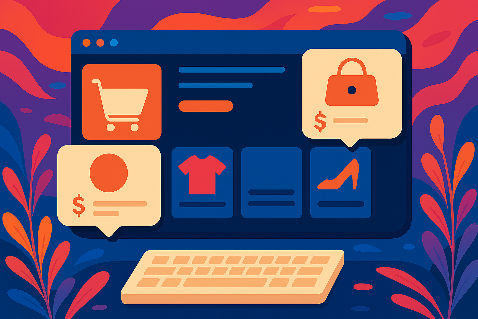 Online shopping site with recommendation popups.
